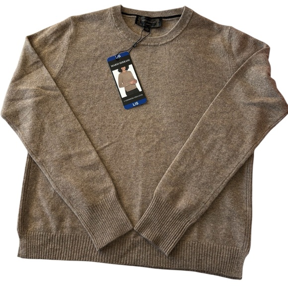 NWT Mario Serrani 100% Cashmere Knit Sweater Womens L Tan Quiet Luxury Classic - Picture 5 of 11